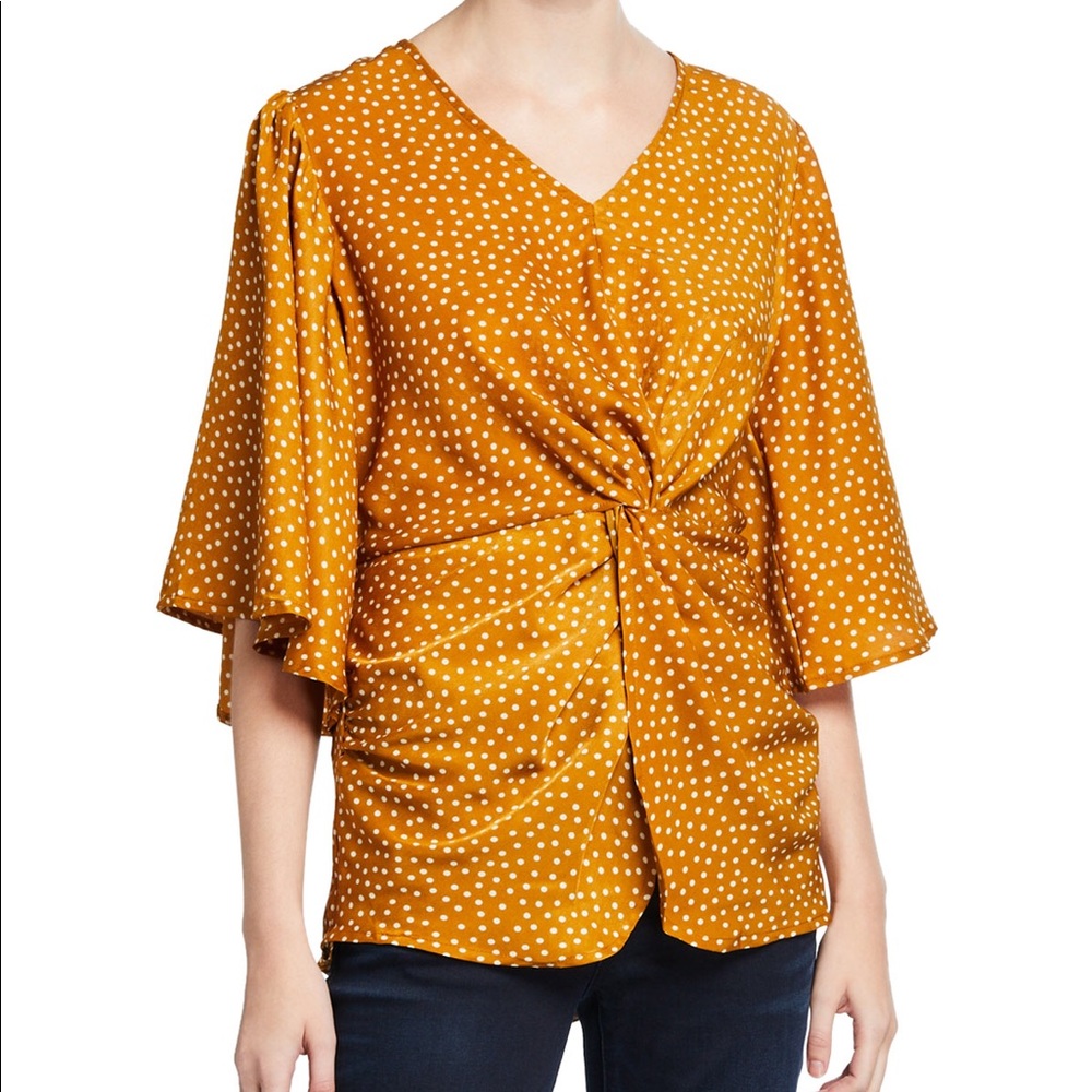NWT Lumie Polka Dot Twisted-Front Top